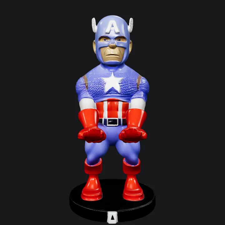Captain America superhero figurine. smooth edges, complex geometry, character, symmetric geometry.