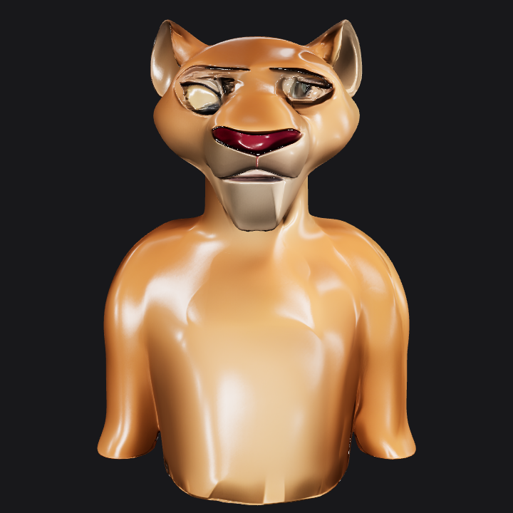 Animated lioness character head from Lion King. smooth edges, simple geometry, game-ready, character, symmetric geometry.