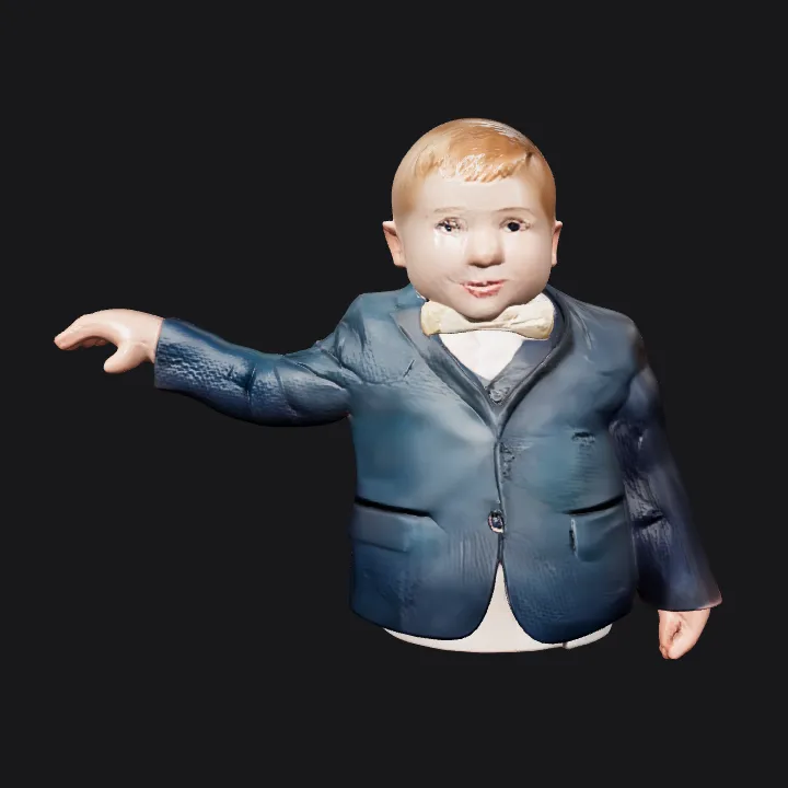 Young child with short light brown hair. smooth edges, complex geometry, character, symmetric geometry.