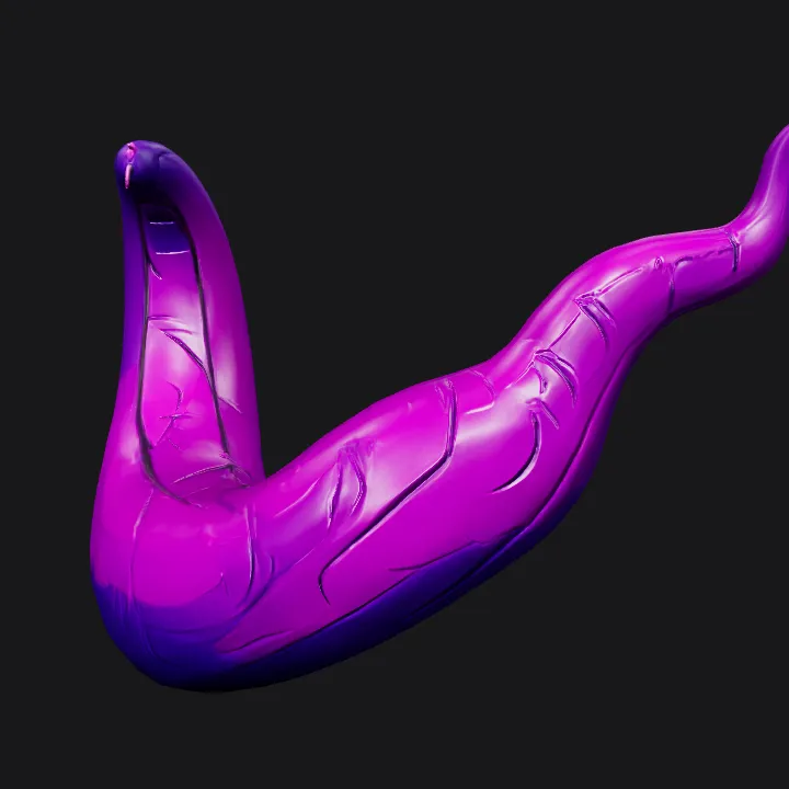 curved purple tentacle. smooth edges, simple geometry.
