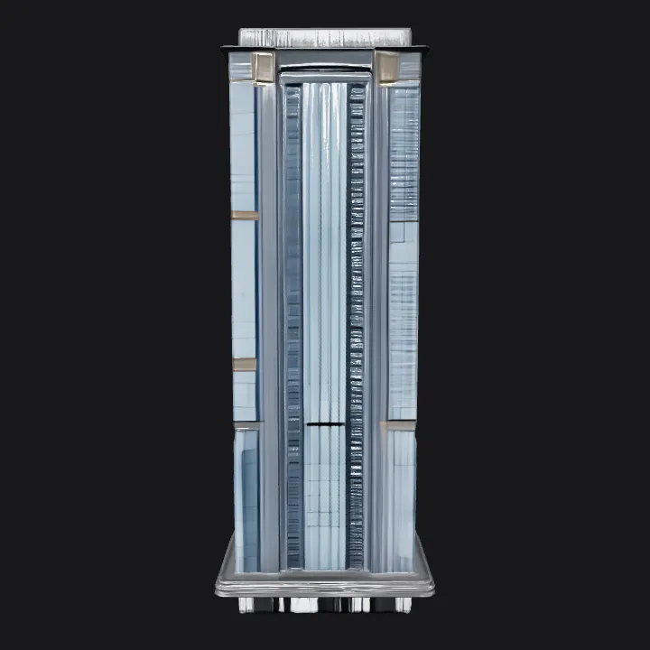 modern glass skyscraper building. sharp edges, complex geometry, symmetric geometry.