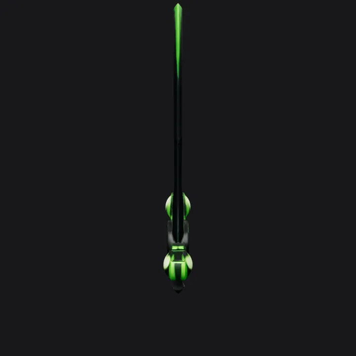 fantasy sword with glowing green outline. sharp edges, complex geometry.