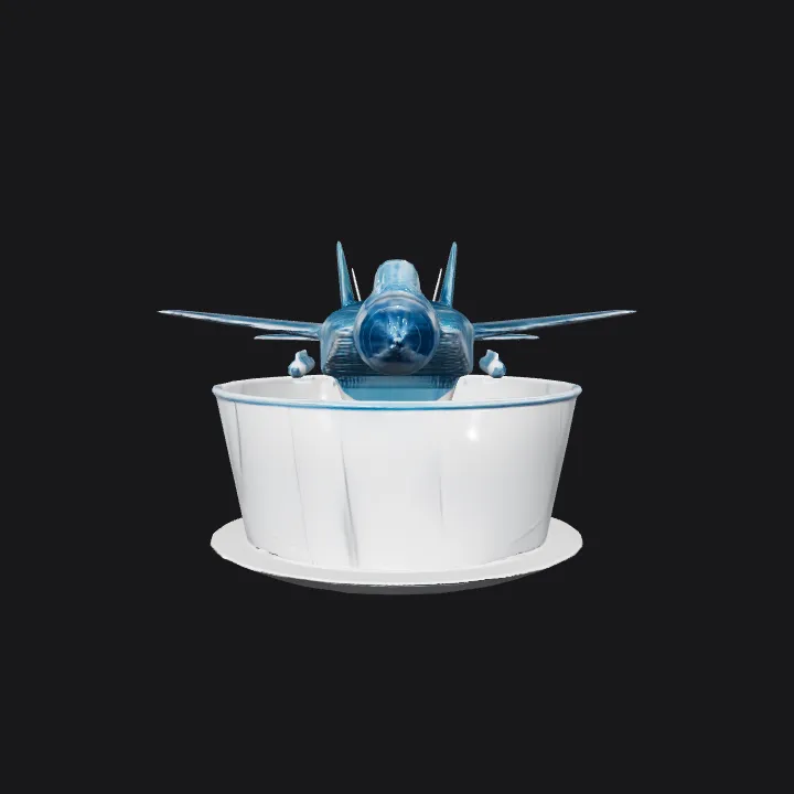 Futuristic jet in game customization menu. sharp edges, complex geometry, game-ready, symmetric geometry.