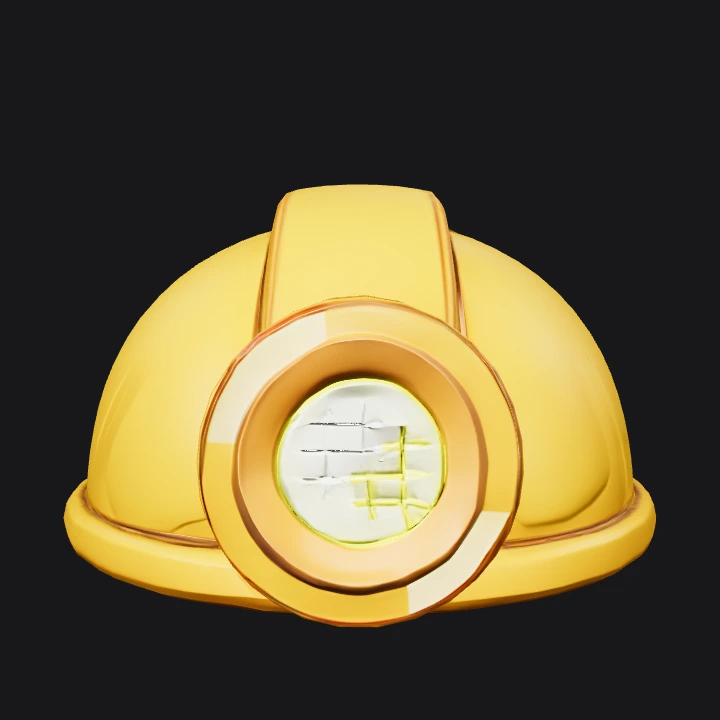 Orange safety helmet with light. smooth edges, simple geometry, symmetric geometry.