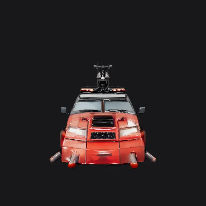 Armored red and black military vehicle. sharp edges, complex geometry, game-ready, symmetric geometry.