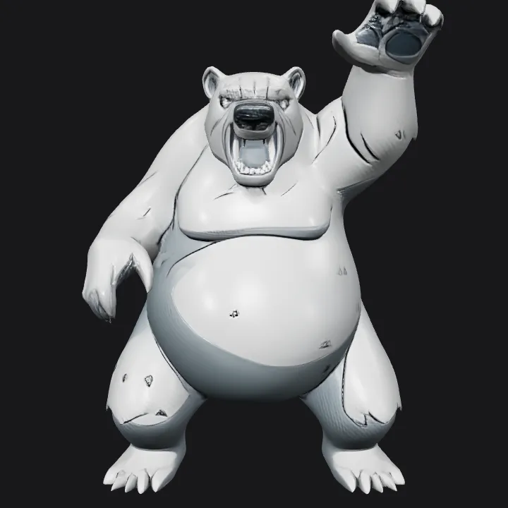 Angry bear, cartoon style. sharp edges, complex geometry, game-ready, character.