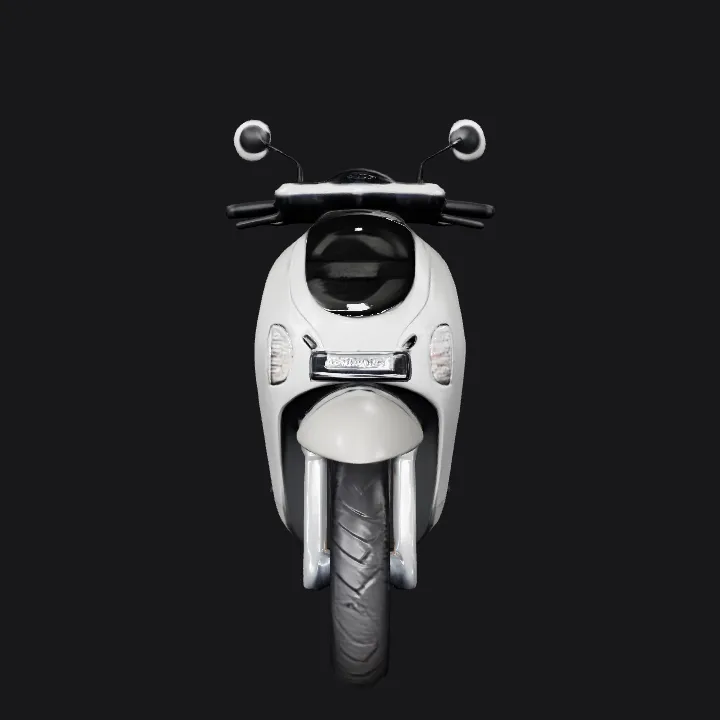 side view of a scooter. smooth edges, complex geometry, symmetric geometry.