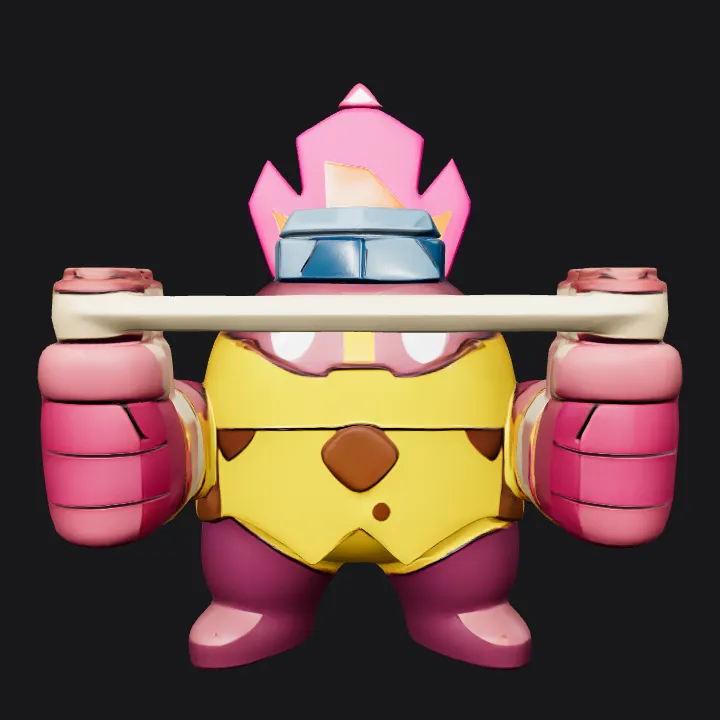 Cartoon character with a crown and armor. sharp edges, complex geometry, game-ready, character.