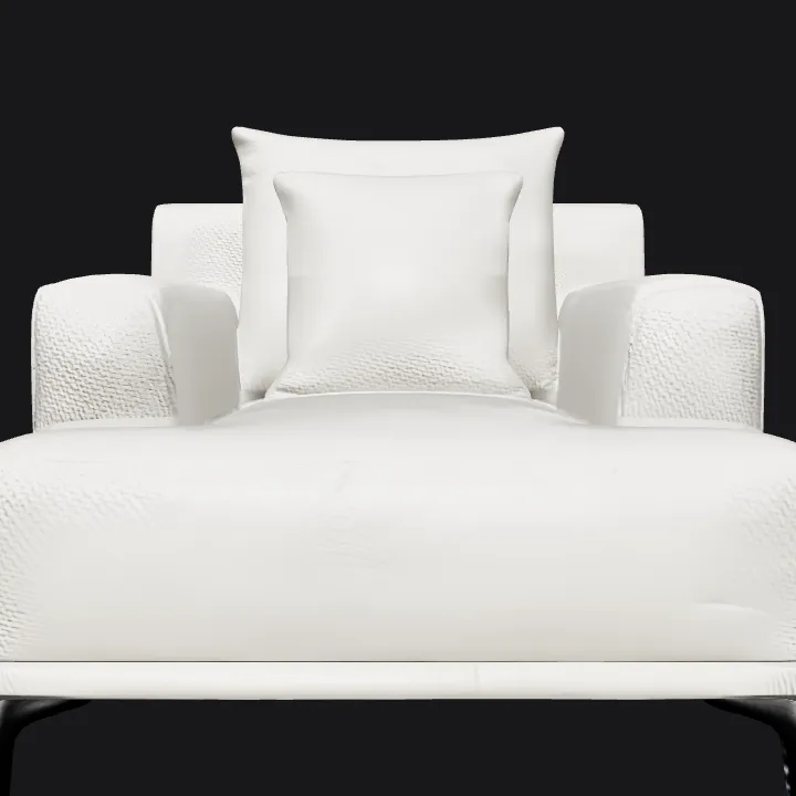 modern upholstered armchair with cushions. smooth edges, simple geometry, symmetric geometry.