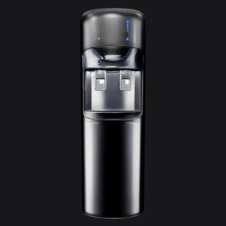 modern black water dispenser. smooth edges, simple geometry, symmetric geometry.