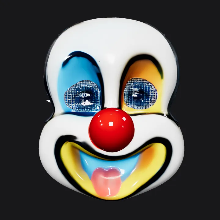 Colorful clown face mask. smooth edges, simple geometry, character, symmetric geometry.