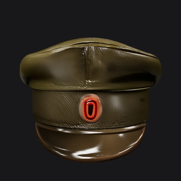 Military-style cap or hat. smooth edges, simple geometry, symmetric geometry.