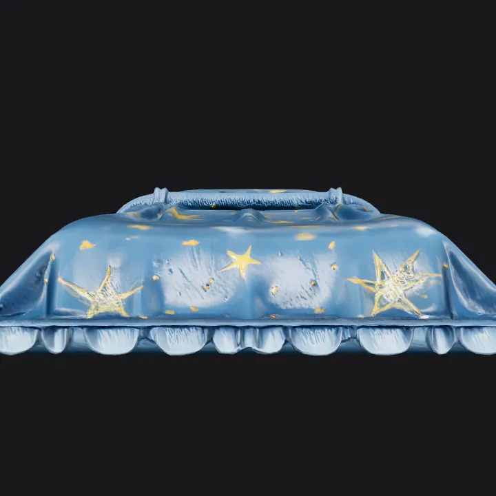 Blue blanket with yellow stars. smooth edges, simple geometry, symmetric geometry.