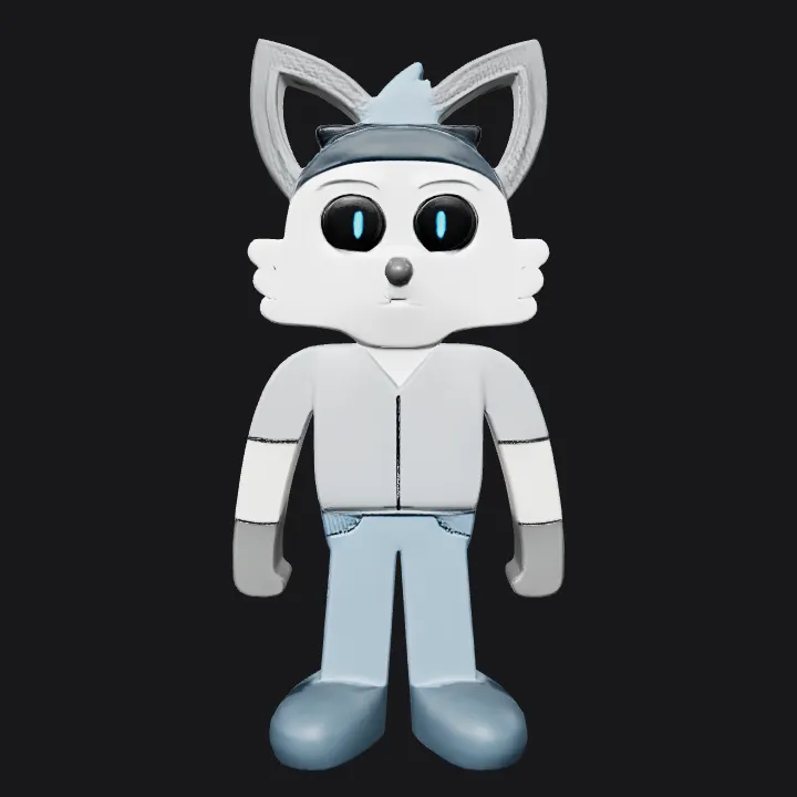 cartoon anthropomorphic fox character. smooth edges, simple geometry, character, symmetric geometry.