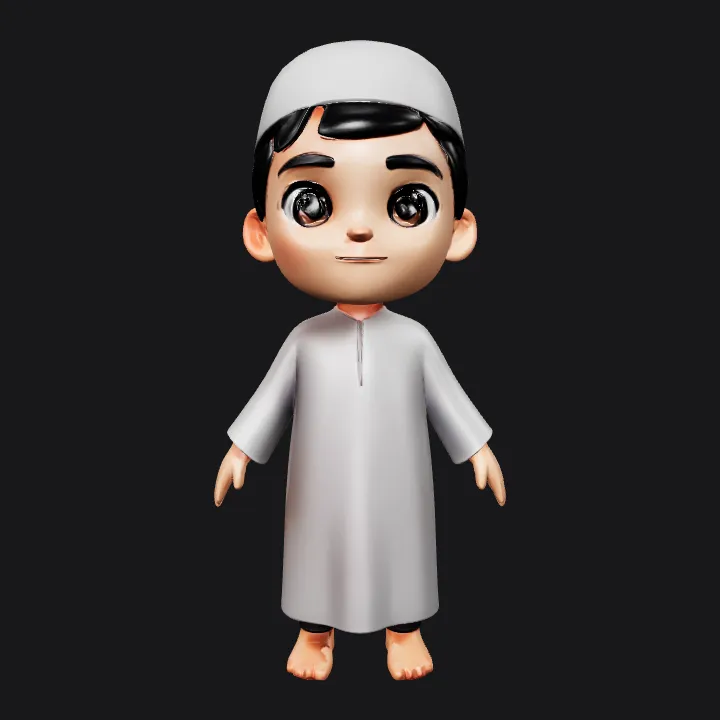 cartoon boy in traditional robe. smooth edges, simple geometry, character, symmetric geometry.