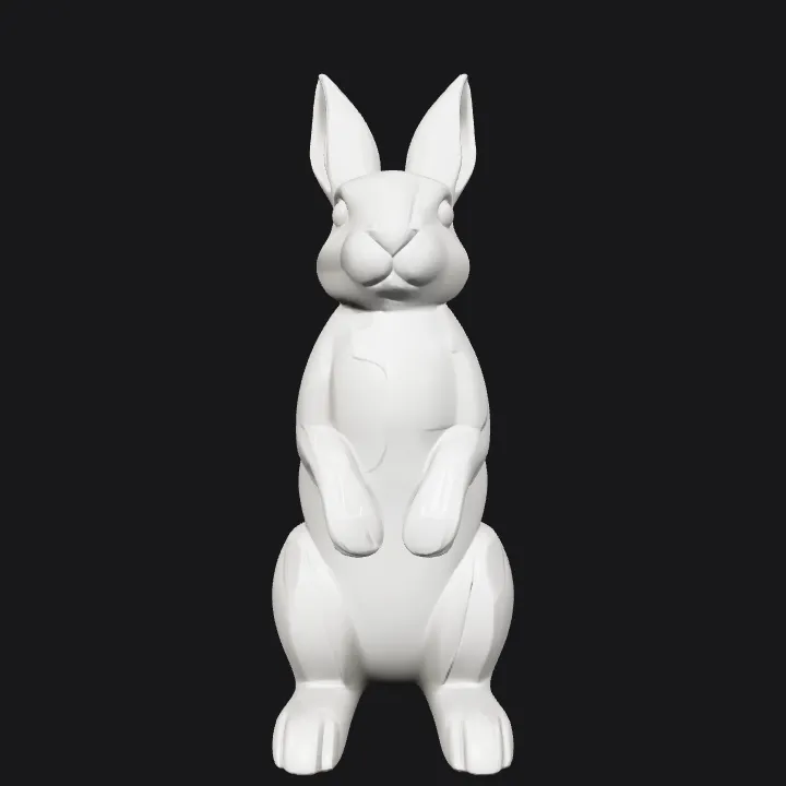 ceramic rabbit figurine. smooth edges, simple geometry, symmetric geometry.