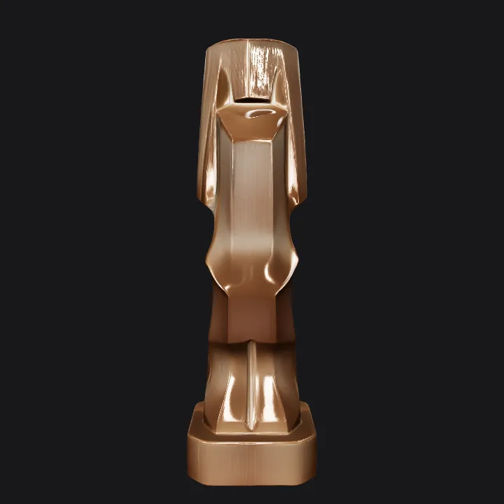 abstract statue of a standing human figure. sharp edges, complex geometry, character.