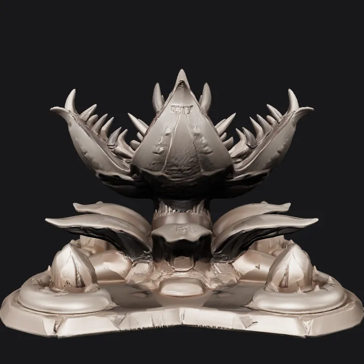 carnivorous fantasy plant monster sculpture. sharp edges, complex geometry, game-ready, character.