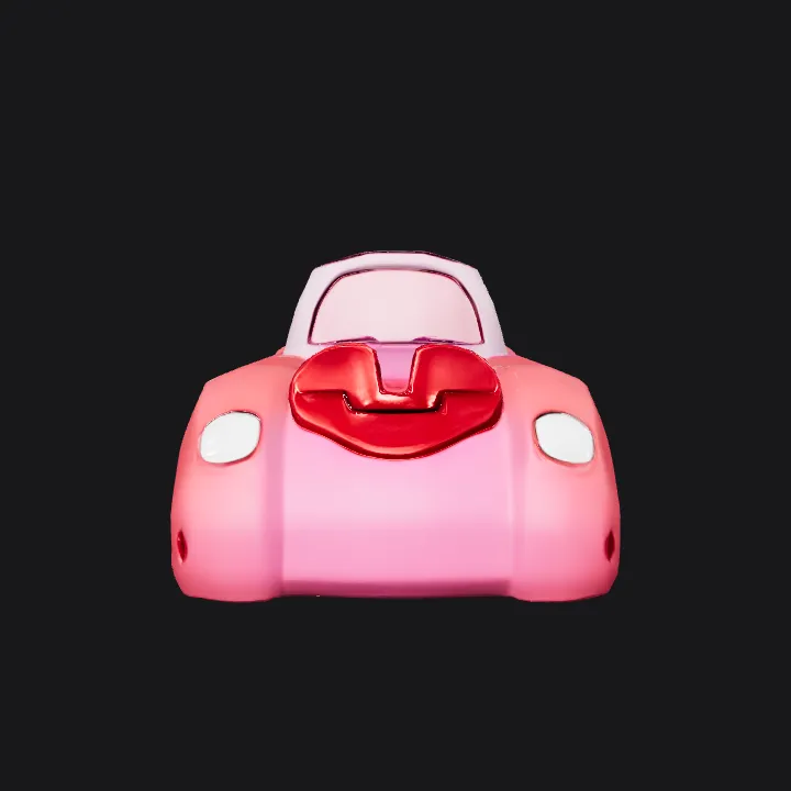 pink cartoon-style car. simple geometry, smooth edges, symmetric geometry.