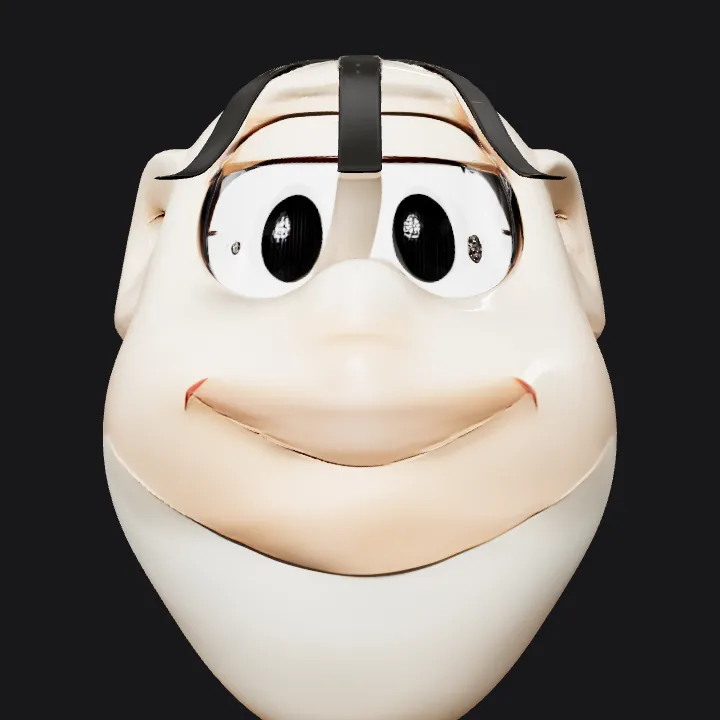 Mask resembling a sleeping human face. smooth edges, simple geometry, character, symmetric geometry.