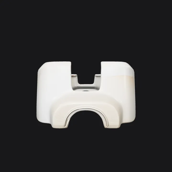white plastic lamp housing. smooth edges, simple geometry, symmetric geometry.