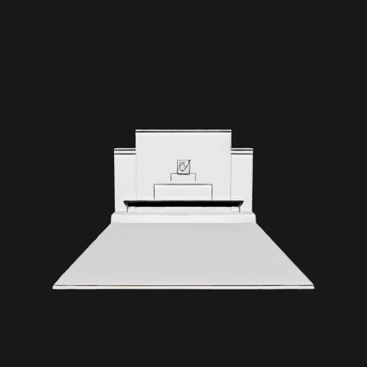 simple architectural interior with stage and seating. sharp edges, simple geometry, symmetric geometry.