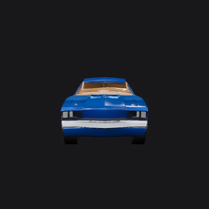 Side view of a blue vintage car. smooth edges, complex geometry, game-ready, symmetric geometry.