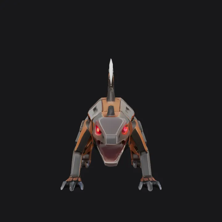 Robotic lizard or alligator model. sharp edges, complex geometry, game-ready, symmetric geometry.