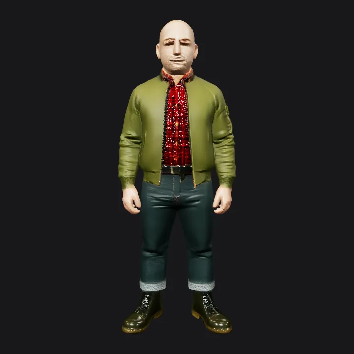 standing adult male in casual clothes. complex geometry, smooth edges, character.