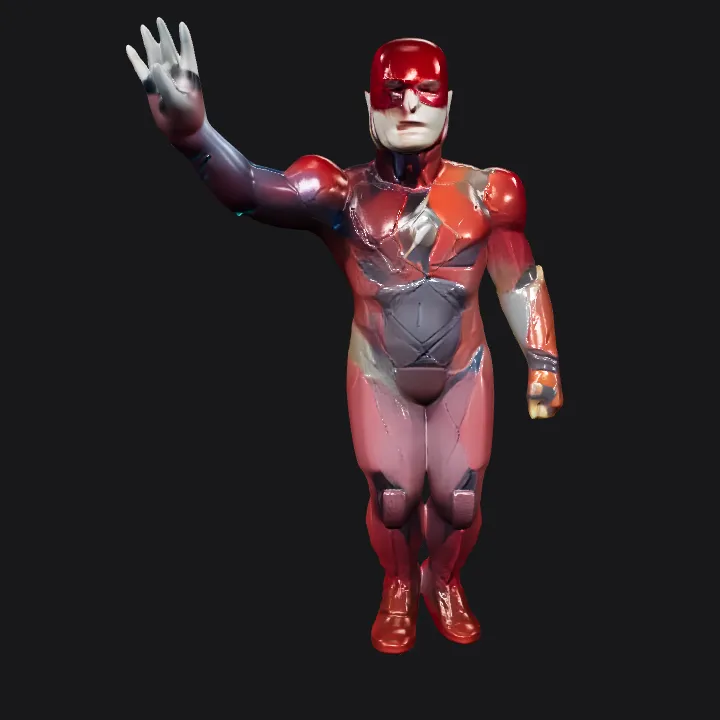 Iron Man suit raising hand. sharp edges, complex geometry, character.