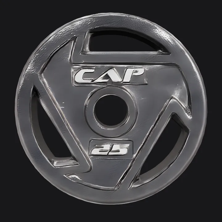 Weight plate for strength training. smooth edges, simple geometry, game-ready, symmetric geometry.