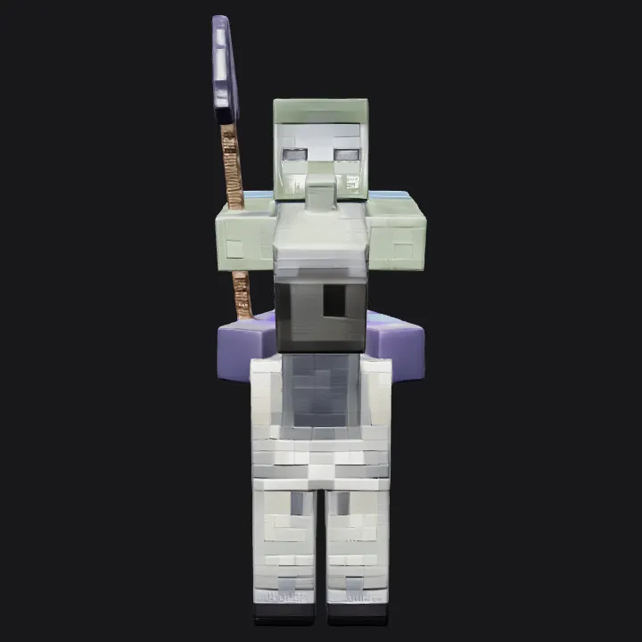 Zombie riding a pixelated horse. sharp edges, simple geometry, game-ready, character.