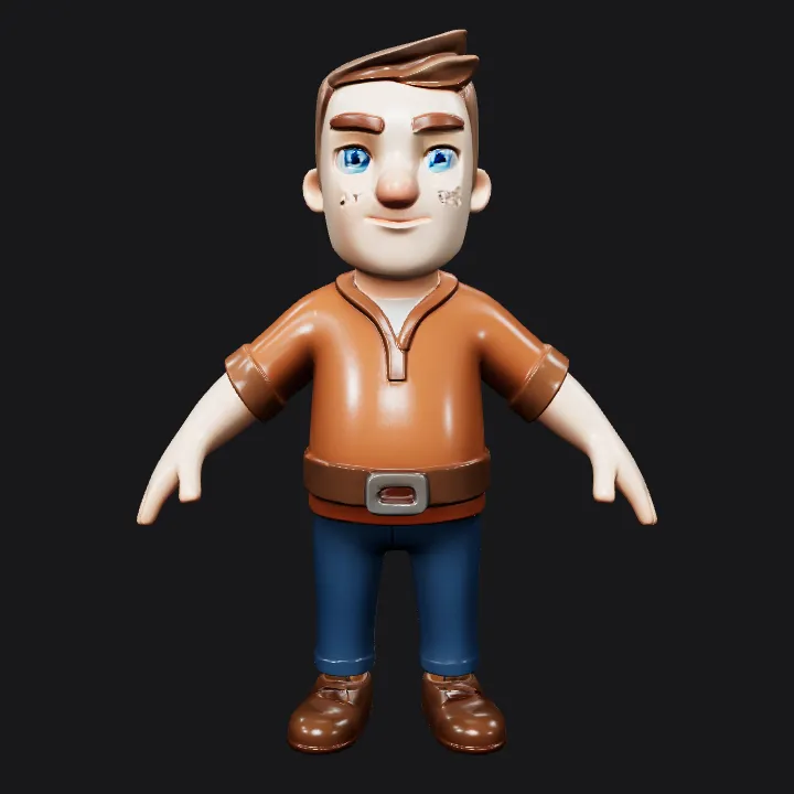 Cartoon male character figure. smooth edges, simple geometry, character, symmetric geometry.