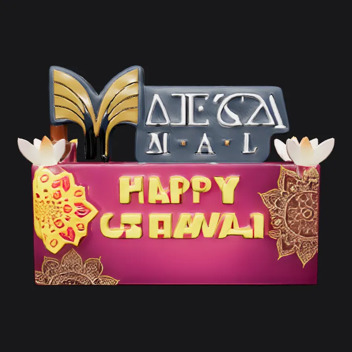 Happy Deepavali festival sign with decorations. smooth edges, simple geometry, symmetric geometry.