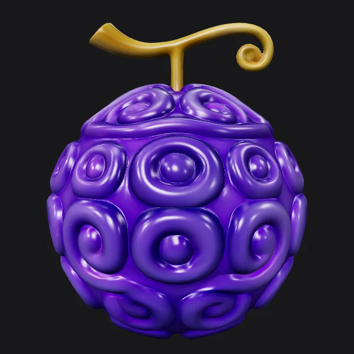 Purple swirled fruit from anime One Piece. smooth edges, complex geometry, game-ready, symmetric geometry.