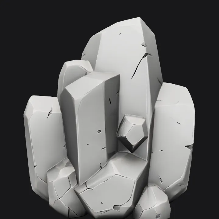 Stylized rocky formation with sharp edges. sharp edges, simple geometry, game-ready.