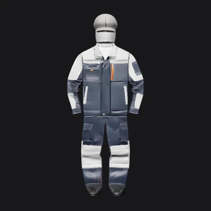 Male industrial worker uniform with shoes and cap. smooth edges, simple geometry, game-ready, symmetric geometry.