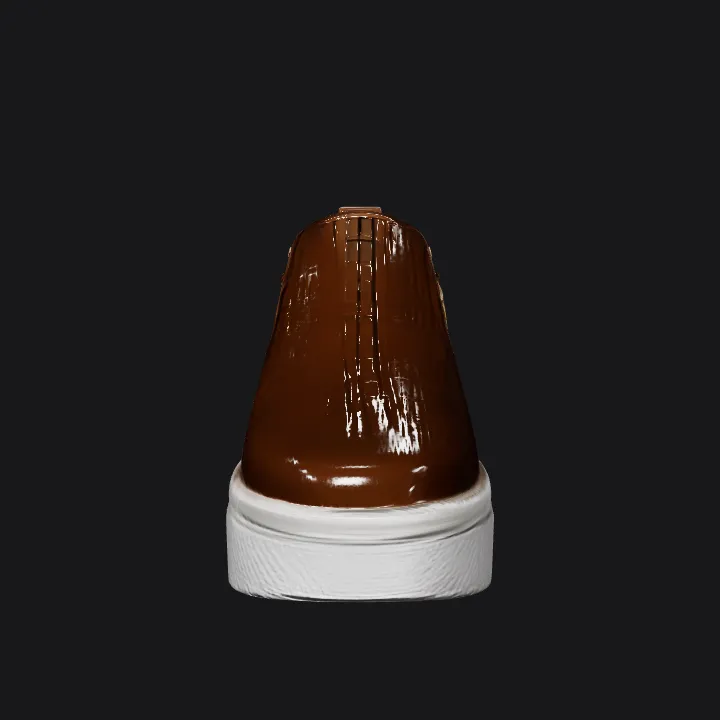 Brown casual shoe with buckle. smooth edges, simple geometry, game-ready, symmetric geometry.