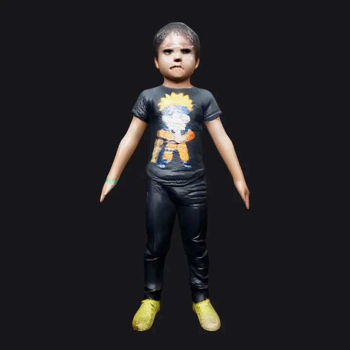A standing child in casual clothing. smooth edges, complex geometry, character.