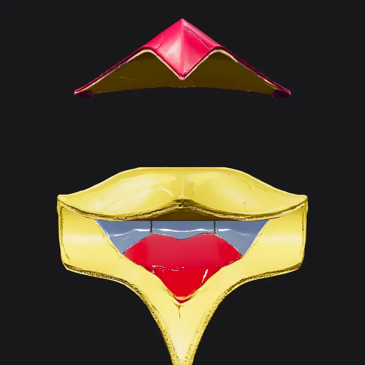 Folded geometric canopy structure. sharp edges, complex geometry.