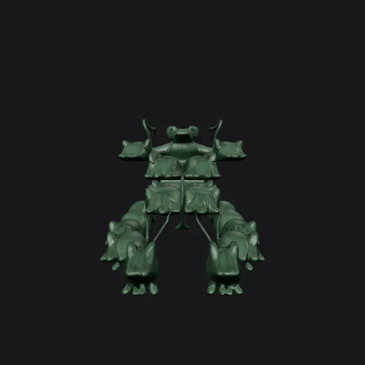 Mouse driving chariot pulled by mice. smooth edges, complex geometry, character.