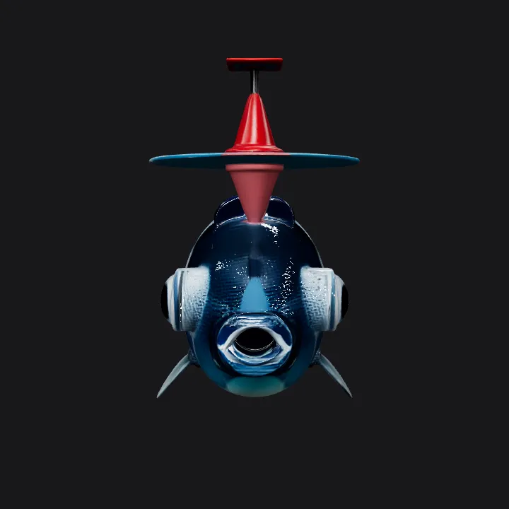Robotic fish swimming in the ocean. smooth edges, complex geometry, game-ready, symmetric geometry.