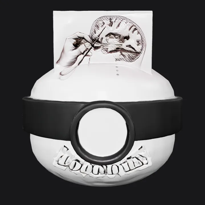 cartoonish depiction of a lobotomy cap. smooth edges, simple geometry, symmetric geometry.