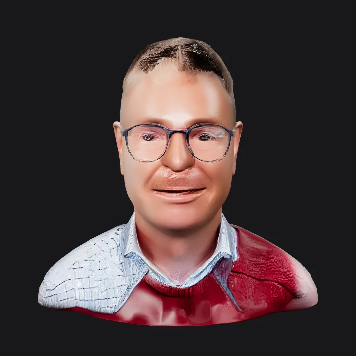 Man in a dress shirt outdoors. complex geometry, character.