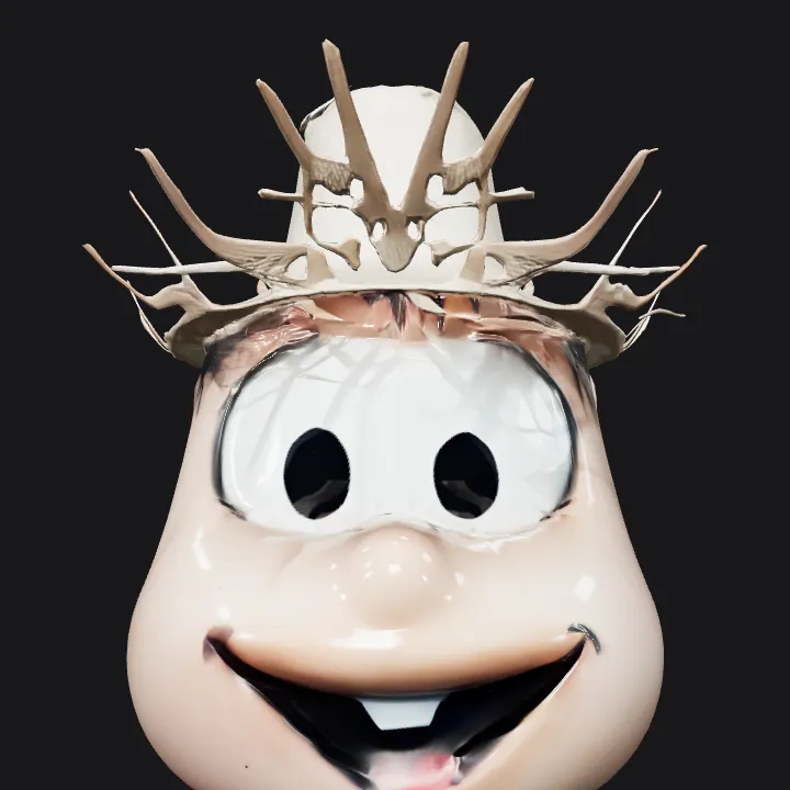 Boy figurine with straw hat. smooth edges, complex geometry, character.