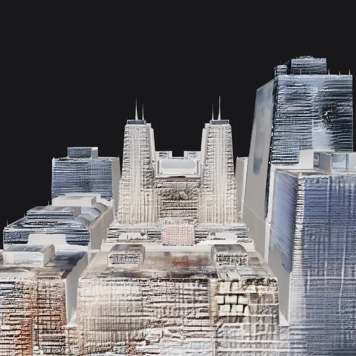 Chicago city skyline with skyscrapers. complex geometry, sharp edges.