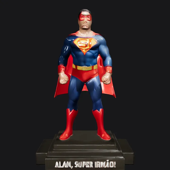 Superhero figurine in classic costume. smooth edges, complex geometry, game-ready, character, symmetric geometry.