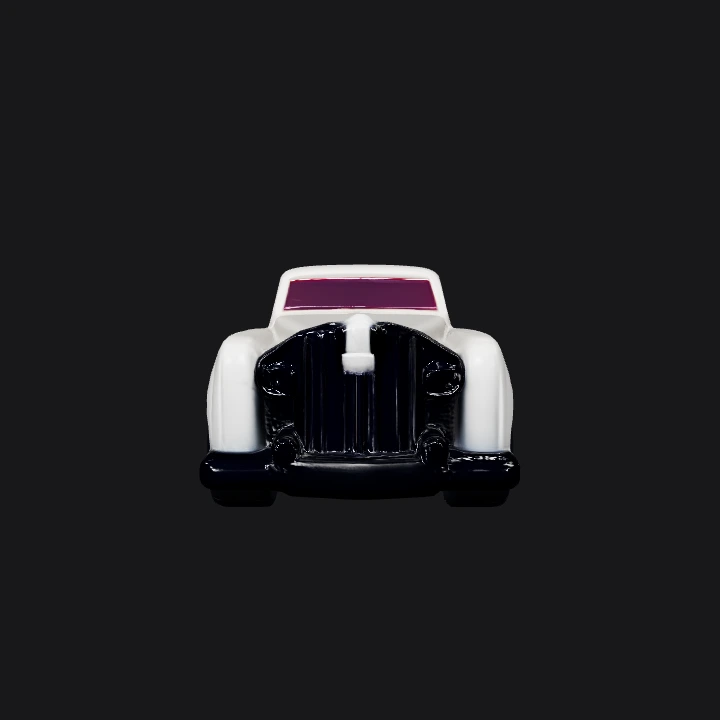 Vintage toy car with decals. smooth edges, simple geometry, symmetric geometry.