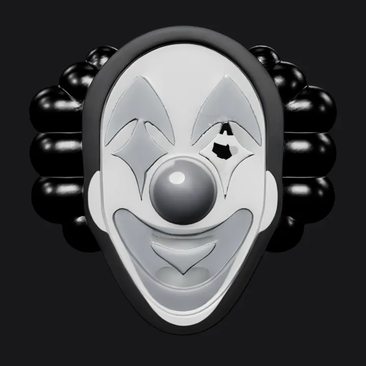 Clown face mask illustration. smooth edges, simple geometry, character, symmetric geometry.