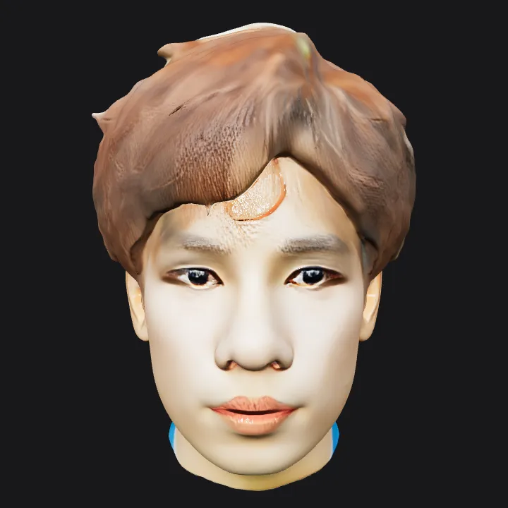 person with short brown hair. smooth edges, complex geometry, character.